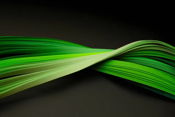 Papel Onda Tira Cor Verde Textura Abstrata Fundo Horizontal Preto — Fotografia de Stock