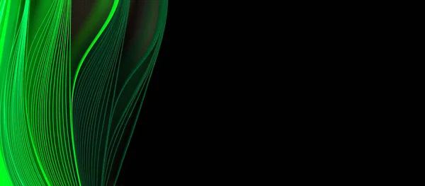 Papel Onda Tira Cor Verde Textura Abstrata Preto Fundo Horizontal — Fotografia de Stock