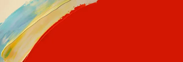 アブストラクトアクリルと水彩スミアブロットペイント 赤の長い水平テクスチャの背景 — ストック写真
