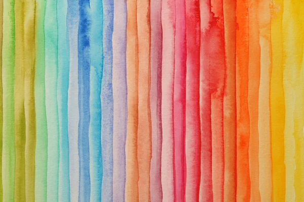 Abstract Rainbow Acrylic Watercolor Strip Line Painting Background Texture Paper — Stock Photo, Image