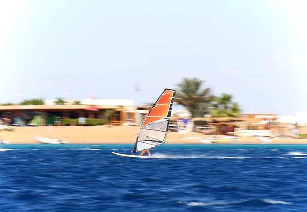 One windsurfer in motion — Stock Photo, Image