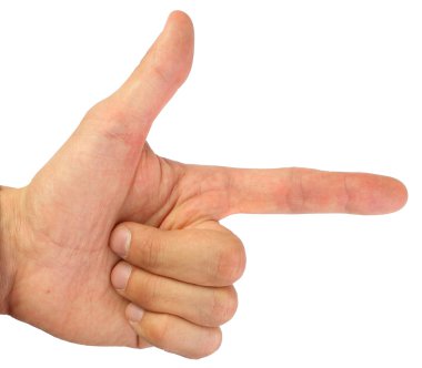 silah şeklinde parmakları katlanmış