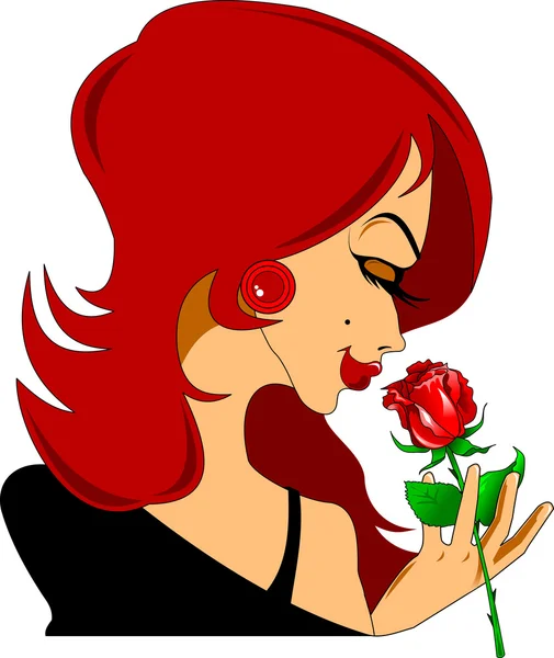 La belleza y la rosa — Vector de stock