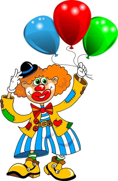 Clown and balloon — Stock Vector