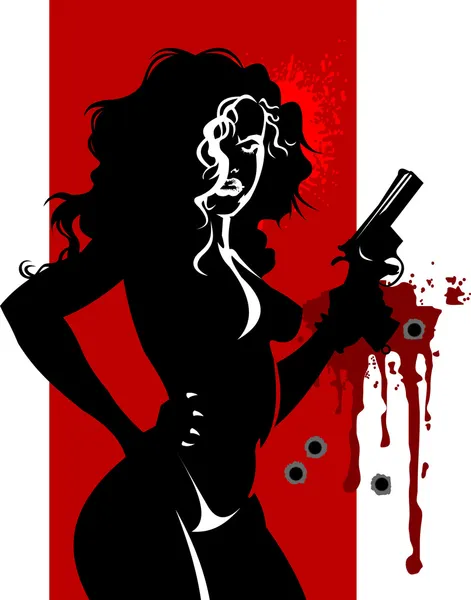 Woman killer in red — Stock Vector