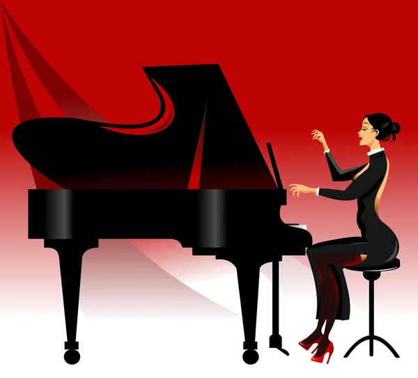 Piano negro y rojo — Vector de stock