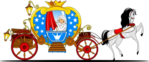 Princess in a carriage — Stock Vector