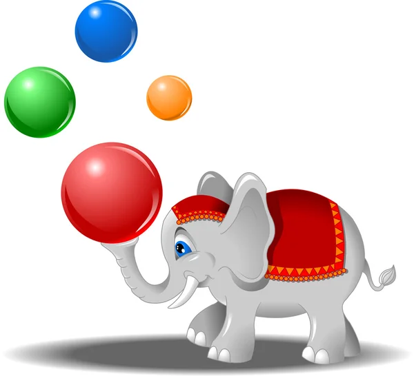 Slon s míčky — Stockový vektor