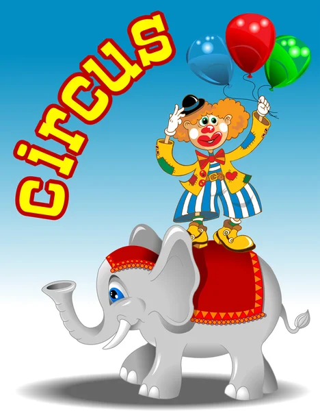 Éléphant et clown — Image vectorielle