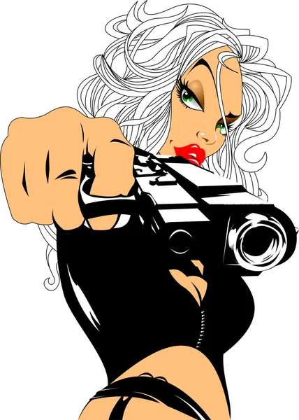 Blonde avec pistolet — Image vectorielle
