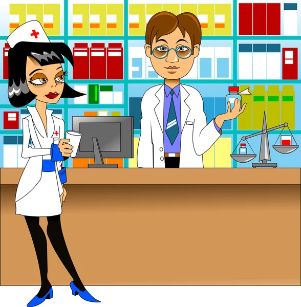 Pharmacien et infirmier — Image vectorielle