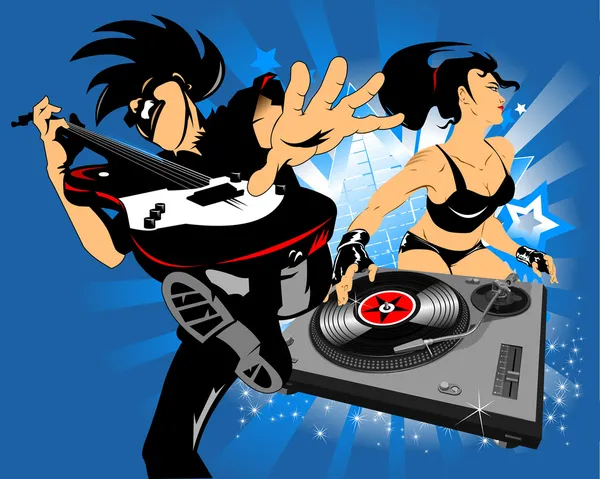 Dj mejor y guitarrista — Vector de stock