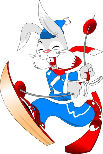 Bunny skier — Stock Vector