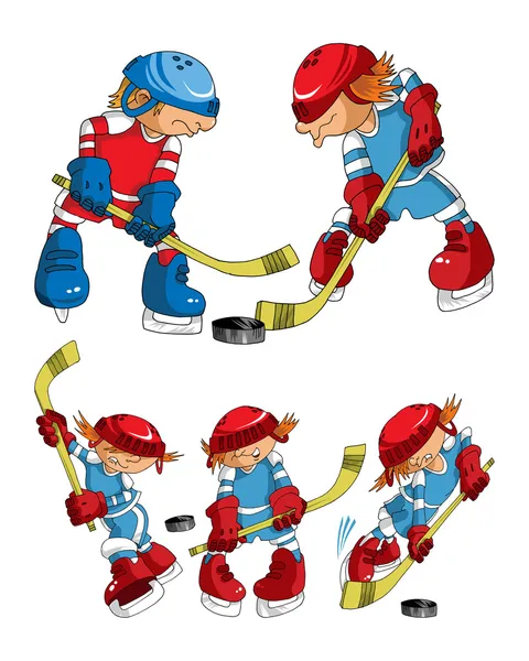 Hockey players cartoons — Stock Vector