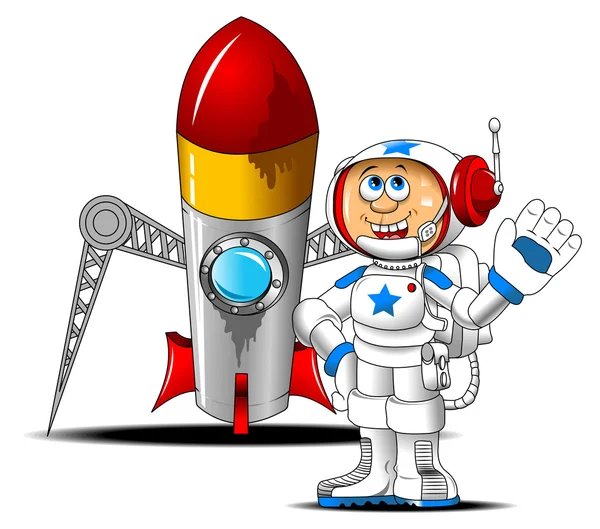 Astronaut and rocket — Stock Vector