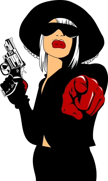 Dame mit Waffe — Stockvektor