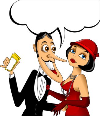 Smokin ve elbiseli kadın erkek