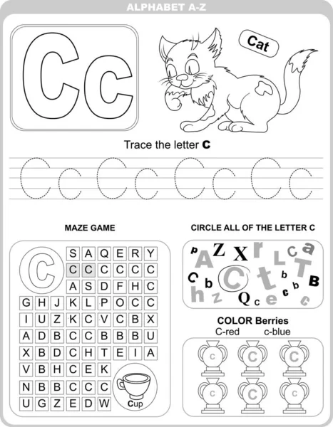 Worksheet Learning Alphabet Kids Learning Material Letter — стоковый вектор