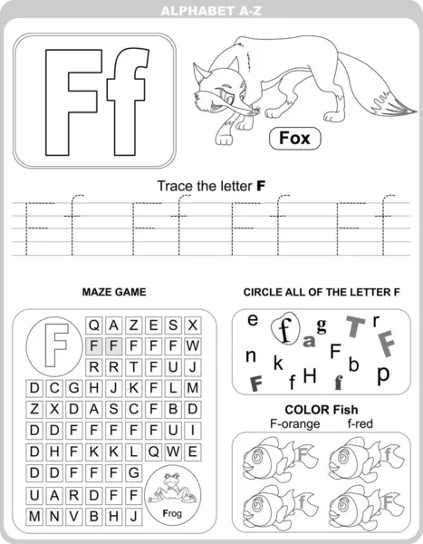 Scheda Imparare Alfabeto Materiali Didattici Bambini Lettera — Vettoriale Stock