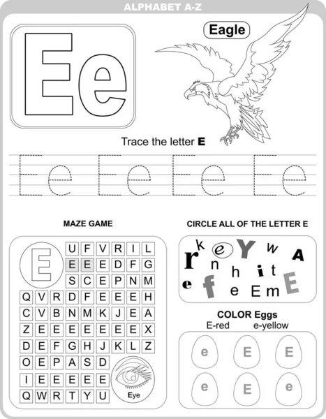 Worksheet Learning Alphabet Kids Learning Material Letter — стоковый вектор