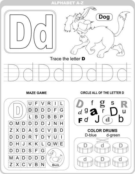 Worksheet Learning Alphabet Kids Learning Material Letter — стоковый вектор