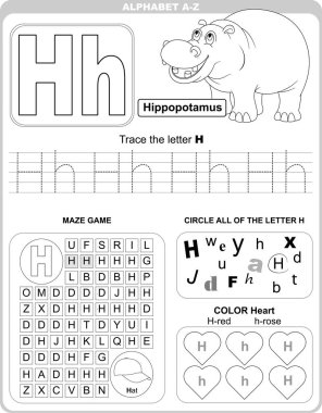 Alfabe öğrenmek için çalışma listesi. Çocuklar öğreniyor. H harfi