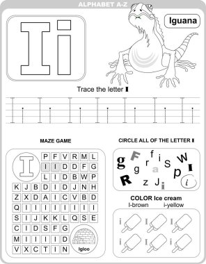 Alfabe öğrenmek için çalışma listesi. Çocuklar öğreniyor. Mektup I