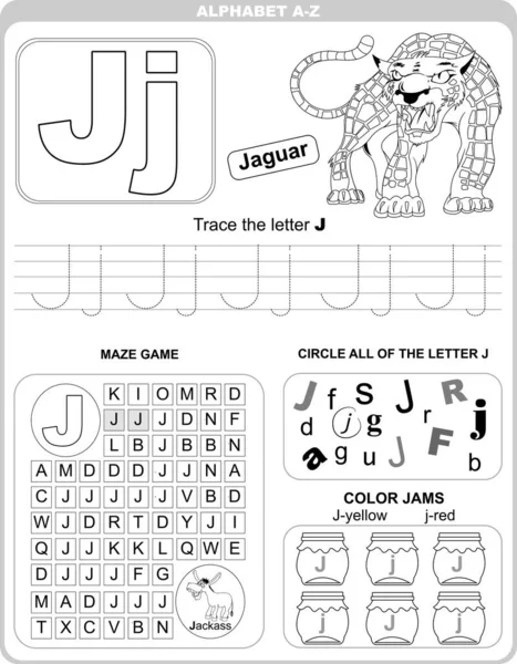 Worksheet Learning Alphabet Kids Learning Material Letter — Stock Photo, Image