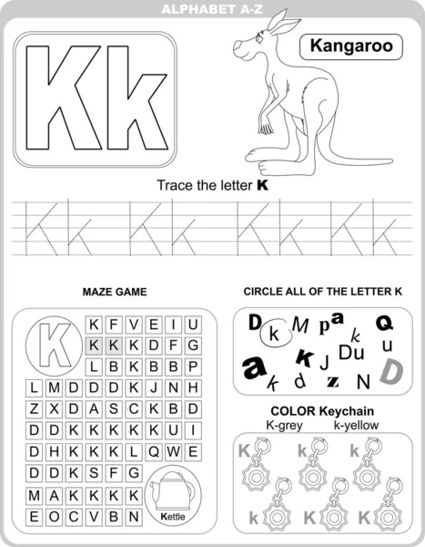 Arkusz Nauki Alfabetu Dzieci Się Uczą Litera — Wektor stockowy