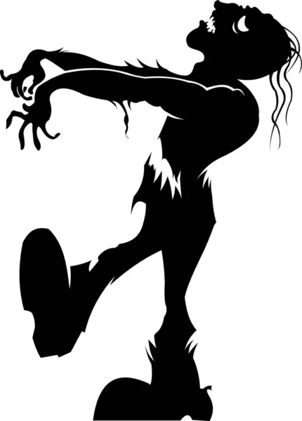 Malvagia Silhouette Zombie Invito Halloween Vettore Illustrazione — Foto Stock