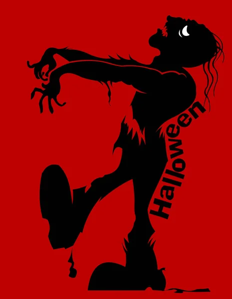 Silueta Zombi Malvado Invitación Halloween Vector Ilustración — Archivo Imágenes Vectoriales
