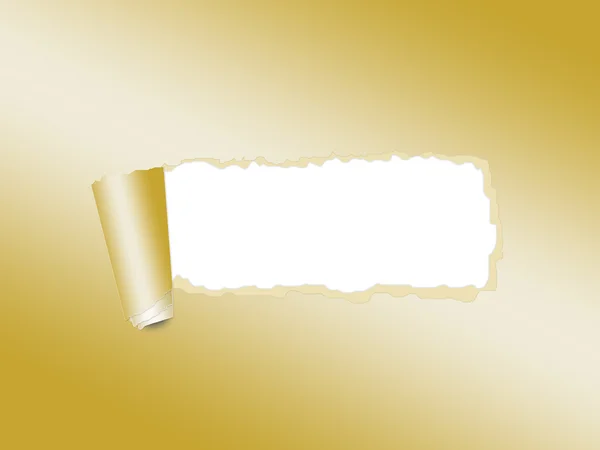 Yırtık kağıt altın arka plan metni boş bir yer ile — Stok fotoğraf