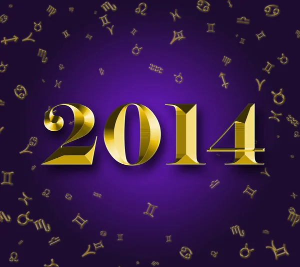 New Year 2014 with astrology signs — Stock Photo, Image