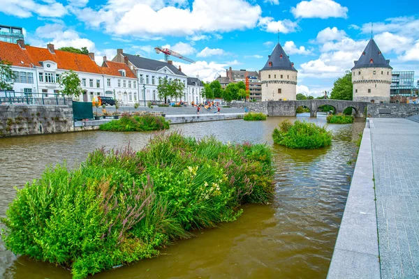 Broeltornen Längs Floden Lys Kortrijk Västra Flandern Belgien — Stockfoto