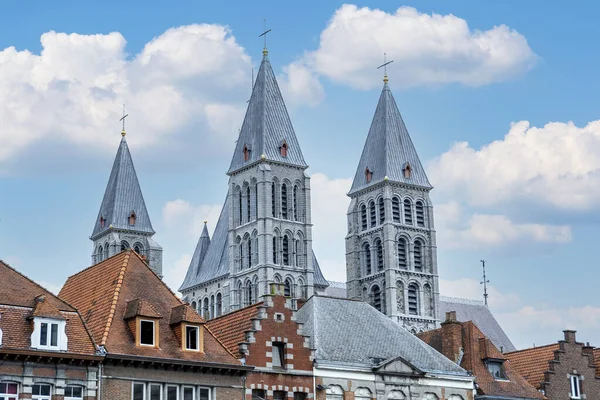 Tournai Belgien Torn Katedralen Och Hus Torget Staden — Stockfoto