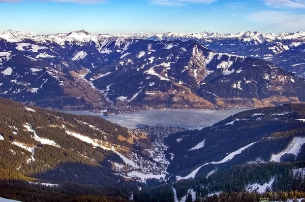 Zell Veja Visto Schimttenhohe Estância Esqui Por Lago Áustria — Fotografia de Stock