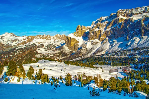 Passo Sella Sella Ronda Skidbana Runt Sella Gruppen Norra Italien — Stockfoto