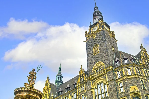 Town Hall Neptune Fountain Wuppertal Nord Rhein Westphalia Germany — Stock Photo, Image