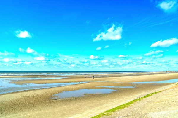 Beach landscape at De Panne, North Sea, in Belgium on summer day