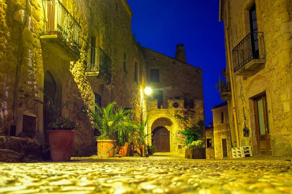 Pals Medieval Town Catalonia Spain Dusk Golden Hour Light Summer — Stock Photo, Image