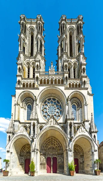 Laon Gotische Kathedrale Aus Frankreich Departement Aisne Westfront — Stockfoto