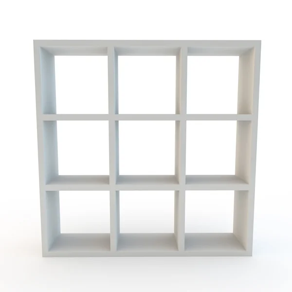 Modern white laminated shelving furniture unit — Stock Photo, Image