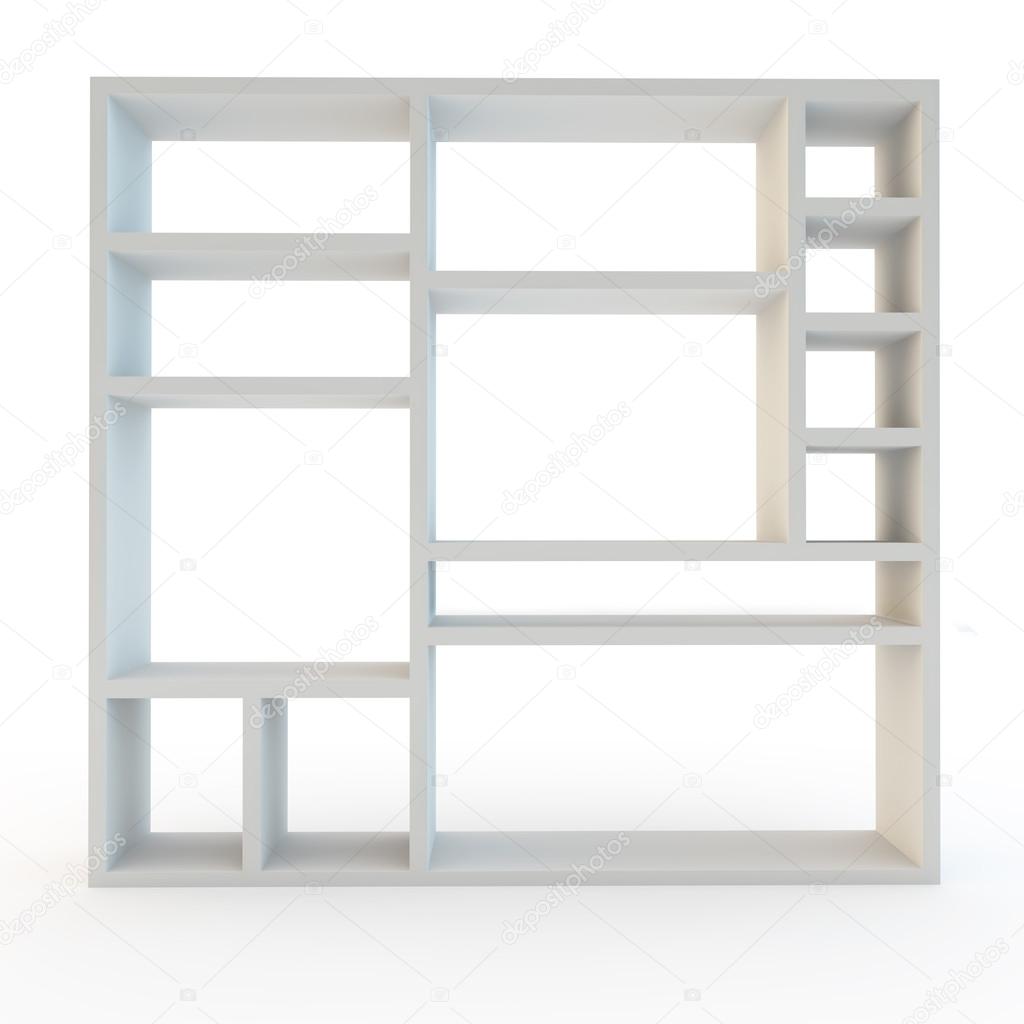 modern white laminated shelving furniture unit