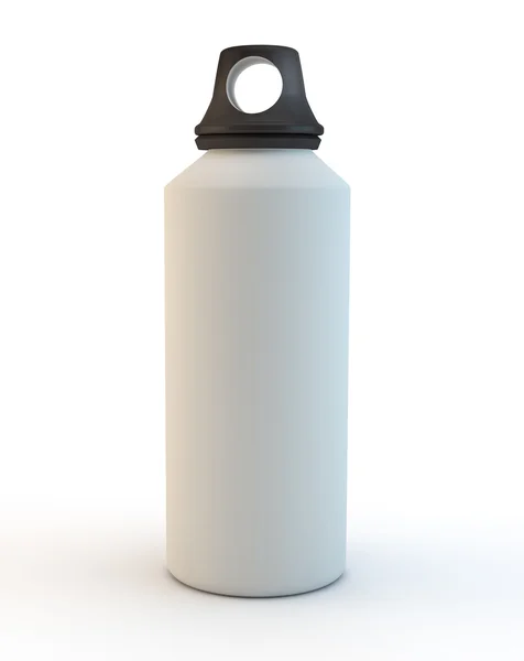White camping style portable drinks bottle on white background — Stock Photo, Image