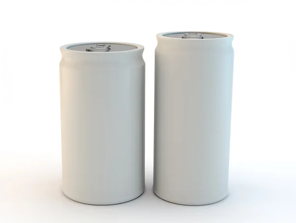 2 blank white cans side view on a white background — Stockfoto