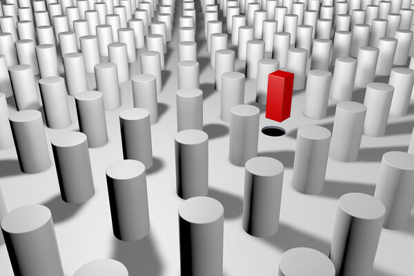 Квадратный столб в круглой лунке
