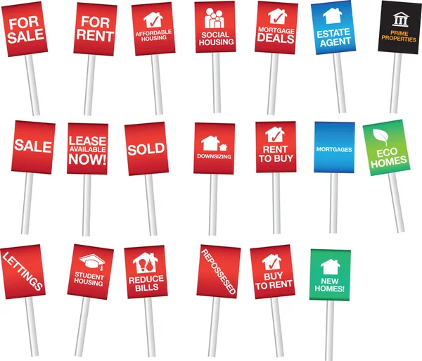 Selection of property or housing sale boards — Stock Photo, Image