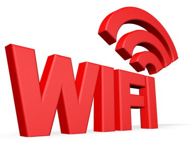 beyaz zemin üzerinde WiFi 3d metin