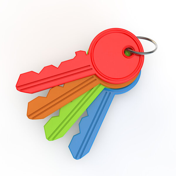 set of coloured keys from above