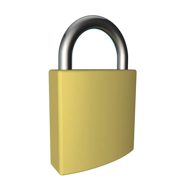 View of a gold padlock on a white background — Stock Photo, Image